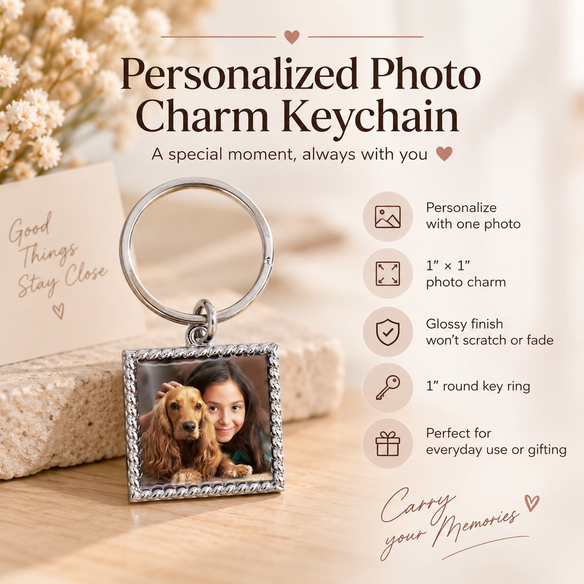 Personalized Photo Charm Keychain