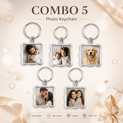 5-Piece Personalized Photo Keychain Gift Set