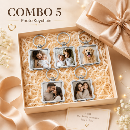 5-Piece Personalized Photo Keychain Gift Set
