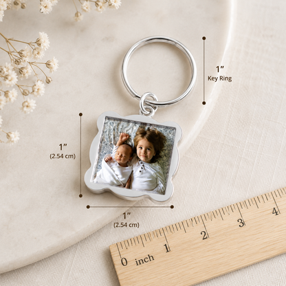 Personalized Wave Photo Keychain